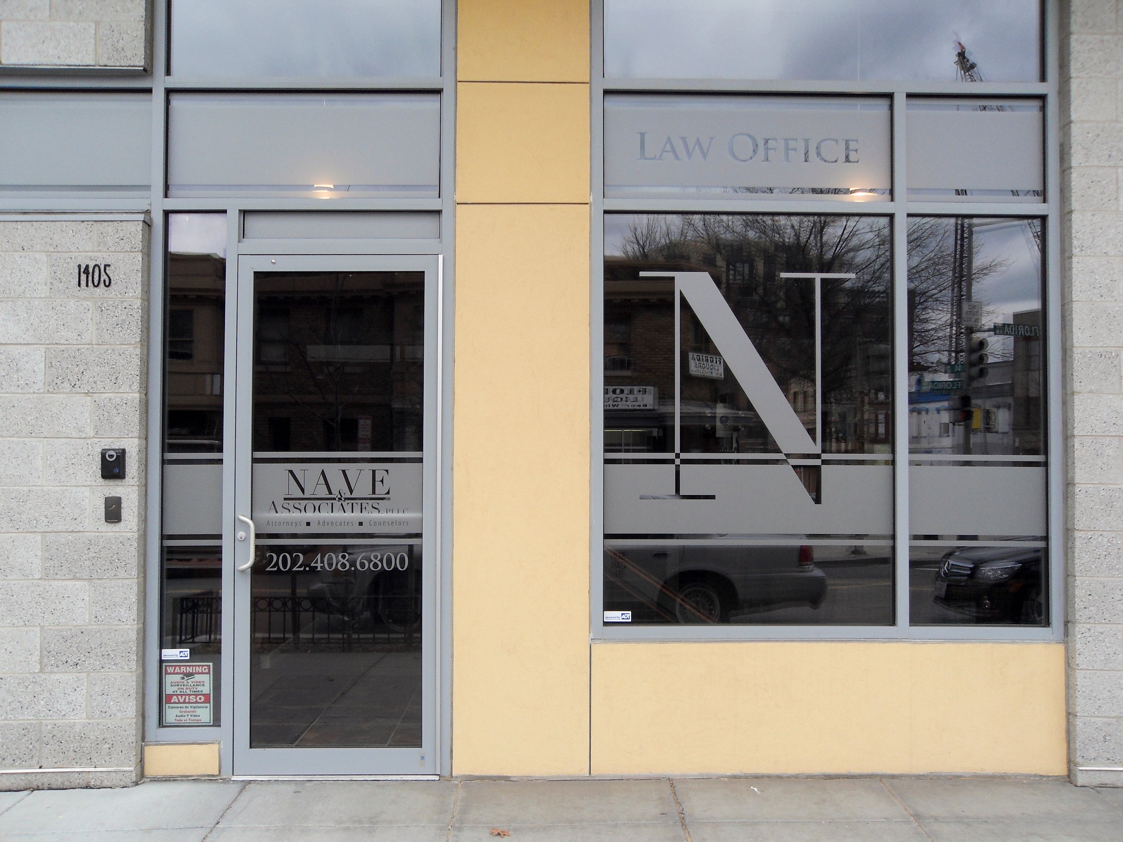 Creating Bold Visibility: Outdoor Frosted Vinyl for Nave & Associates, Washington DC