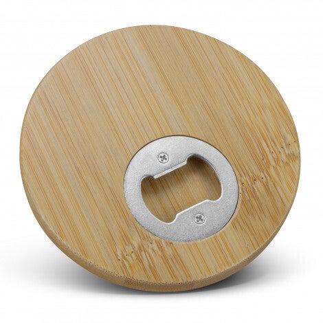 Bamboo Bottle Opener Coaster - Round