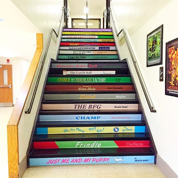 school_stairway_as_stacked_books_digital_vinyl_Signarama_Grayslake_Il