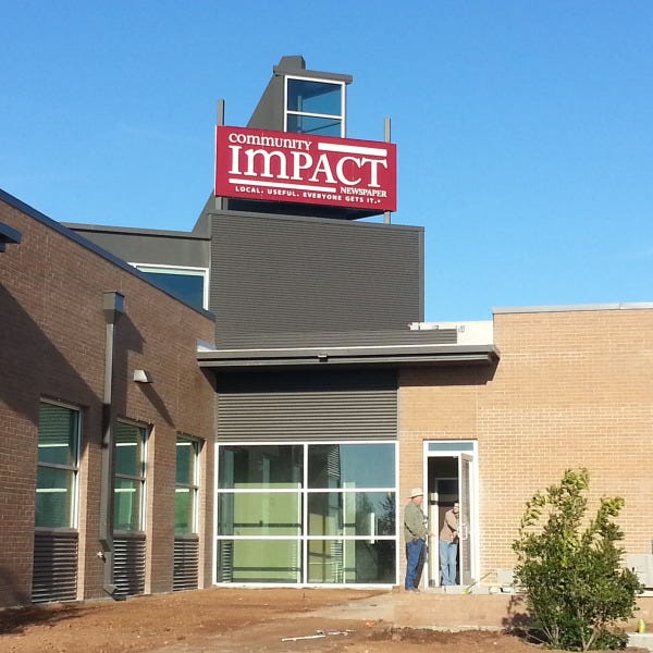 Large Roof Sign - Community Impact Newspaper Pflugerville