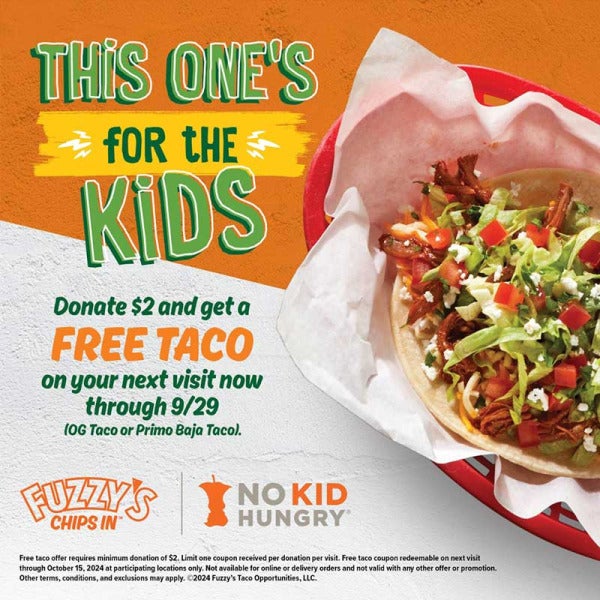 Fuzzy's Taco Shop Joins Forces with No Kid Hungry to Fight Childhood Hunger