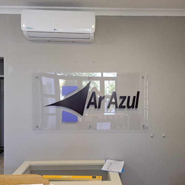 Ar Azul perspex with vinyl