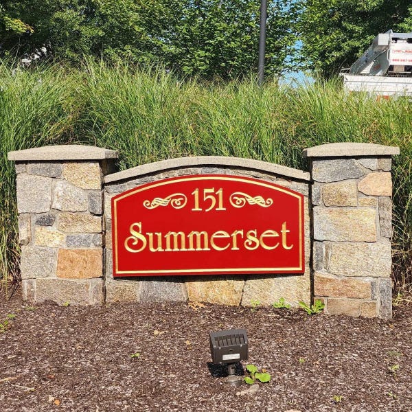 Summerset Condo Association Carved Sign with Gold Leaf, Danbury CT