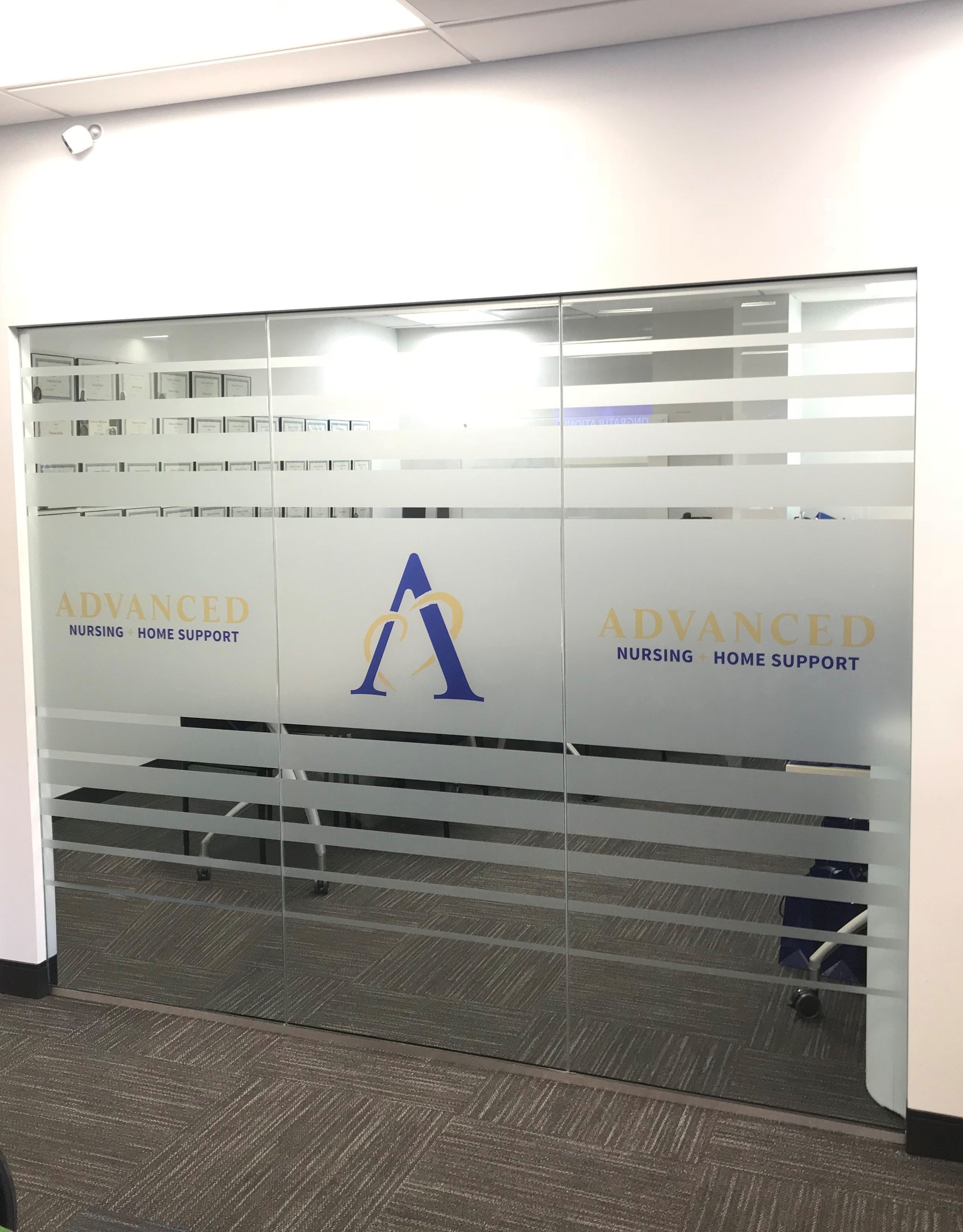 A Custom Glass Wall for Advanced Nursing & Home Care in Rockville, MD