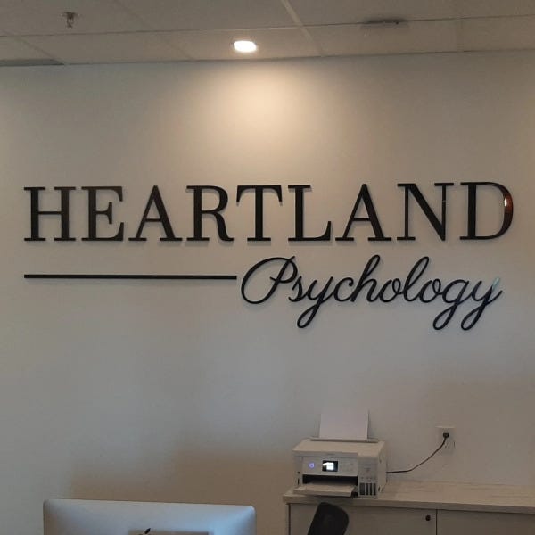 Acrylic Reception Signage for Heartland Psychology