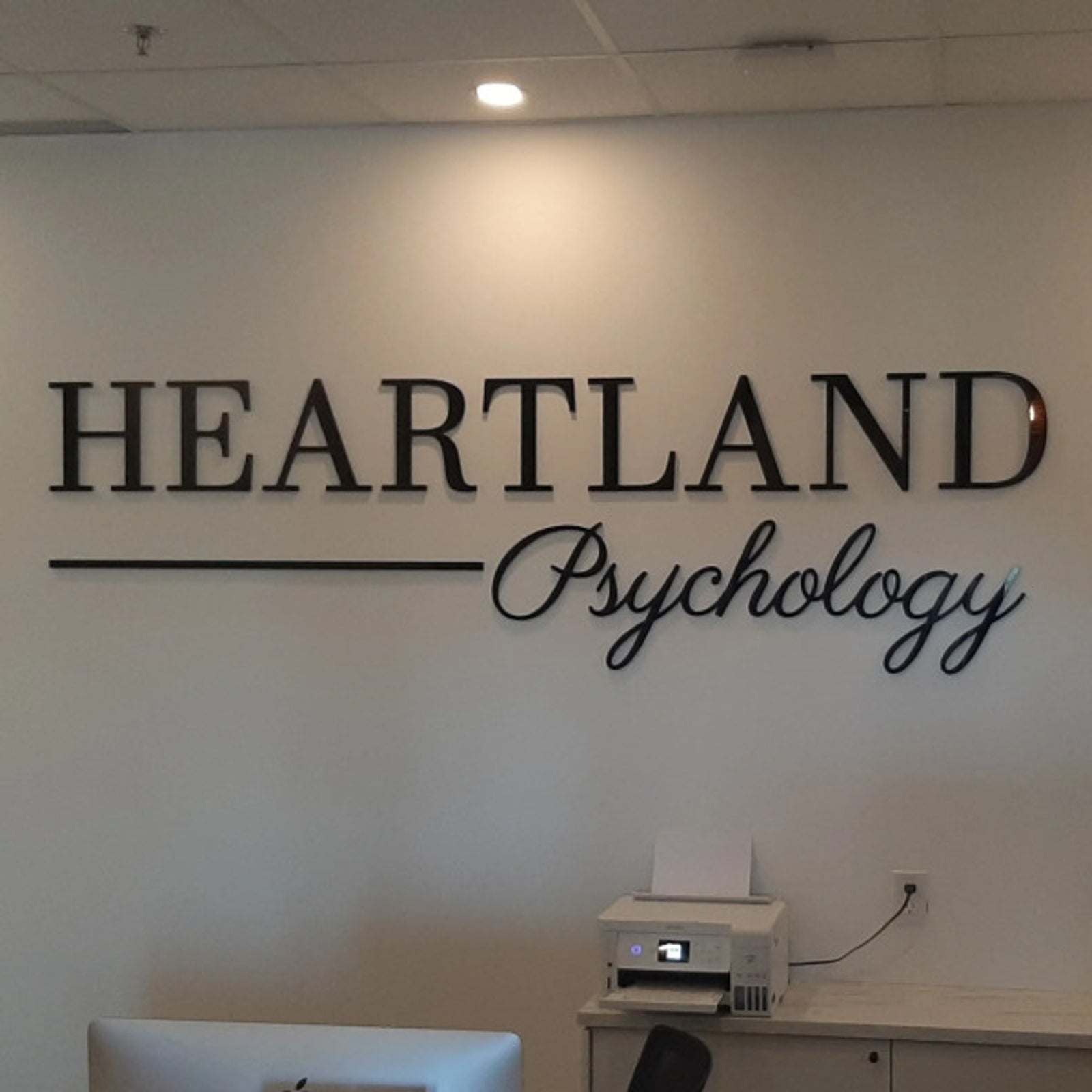 Acrylic Reception Signage for Heartland Psychology