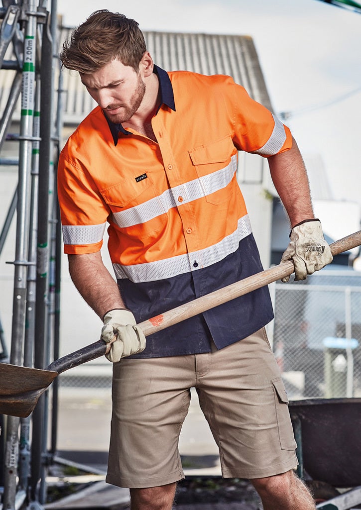 Mens Rugged Cooling Hi Vis Taped Short Sleeve Shirt