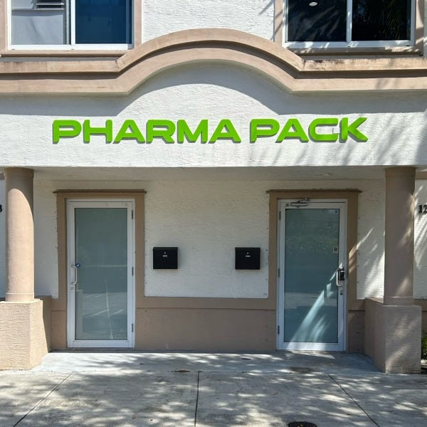 Pharma Pack Dimensional Letters Building Sign in Coral Springs, Florida