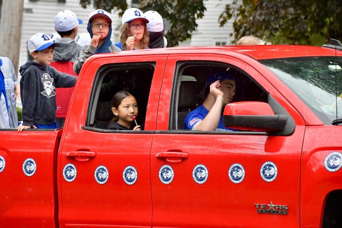 Baseball fridge magnets debut on the Bedford Day Parade 'Float'