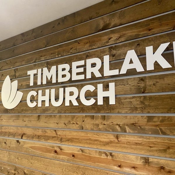 Custom Lobby Sign - Dimensional Letters - Timberlake Church, Duvall, WA