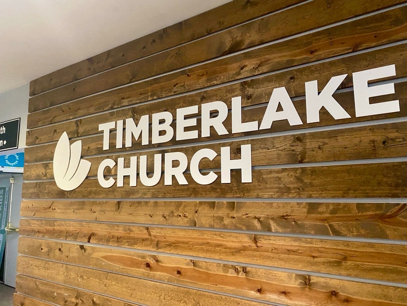 Custom Lobby Sign - Dimensional Letters - Timberlake Church, Duvall, WA