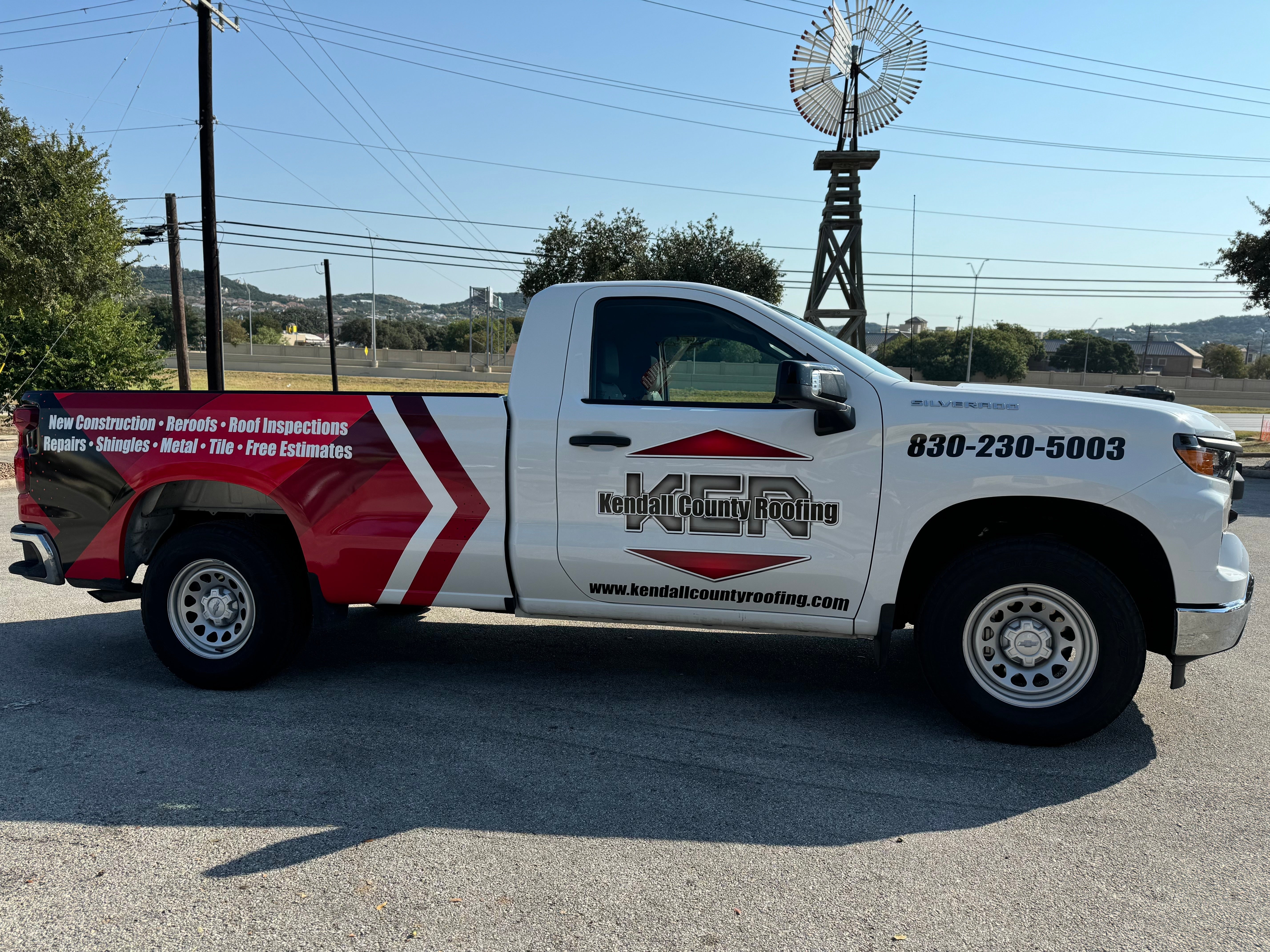 Kendall Country Roofing Partial Truck Wrap Boerne Texas