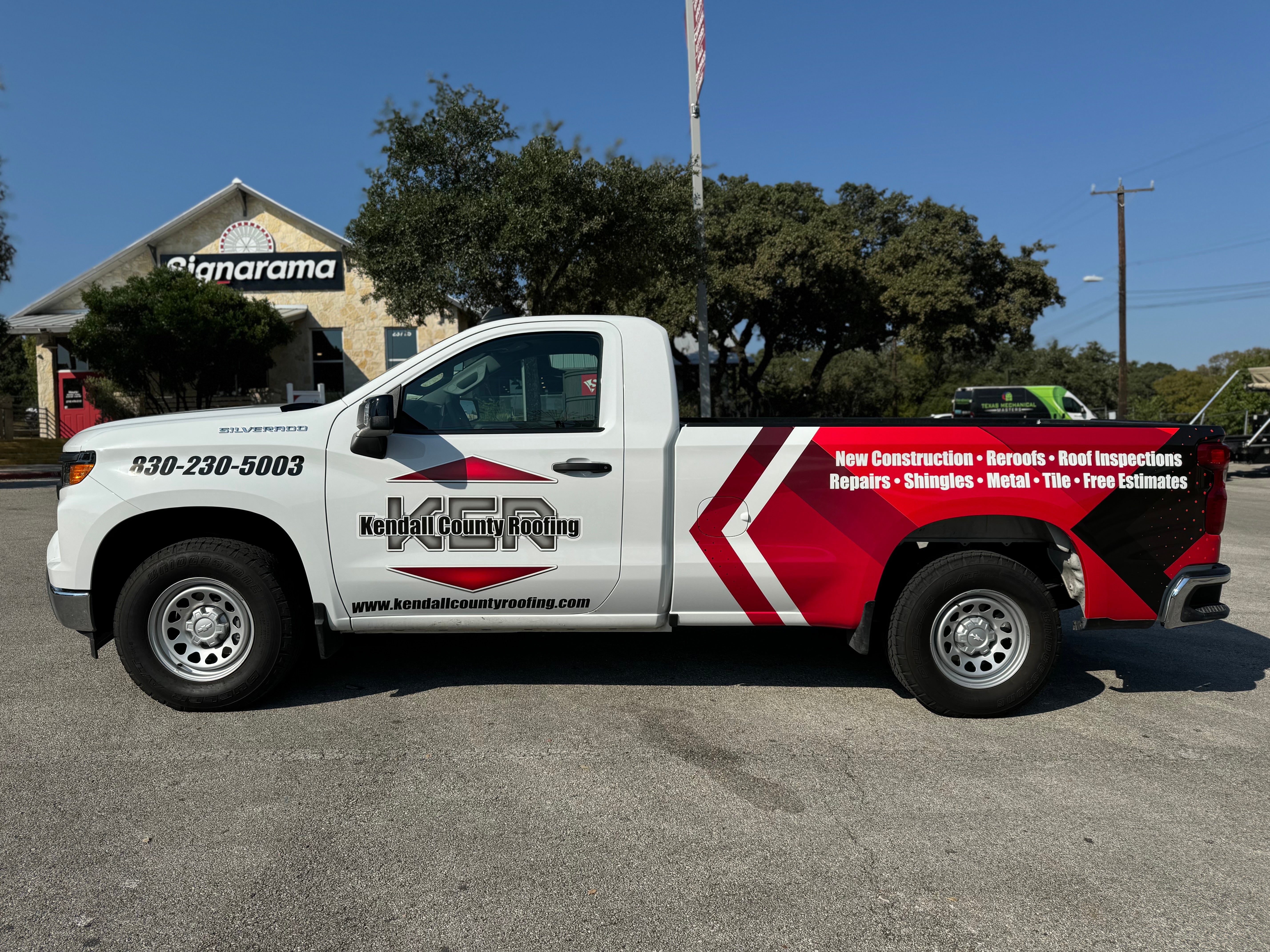 Kendall Country Roofing Partial Truck Wrap Boerne Texas