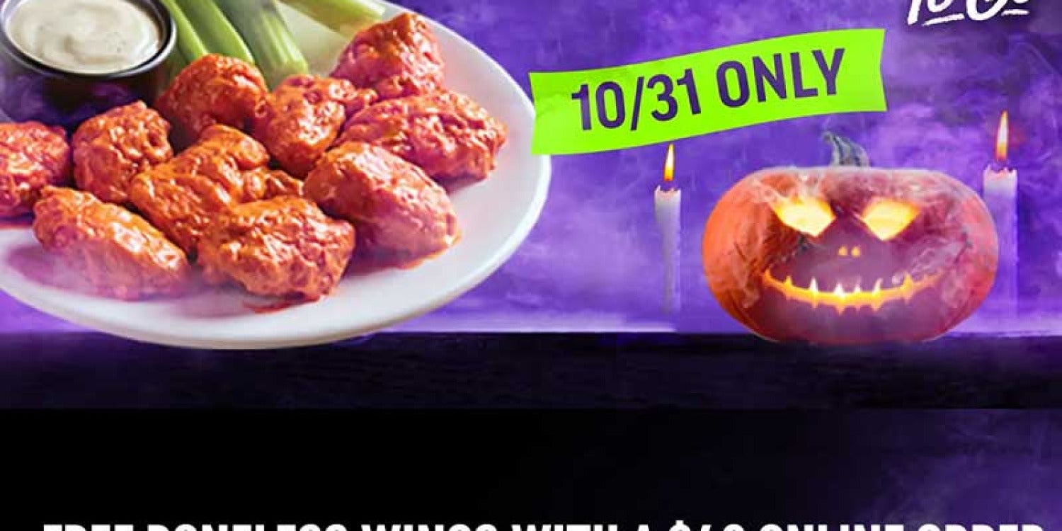 Sink Your Fangs into Applebee's Spooktacular Halloween Deal: FREE Boneless Wings with $40+ Online Orders! Sink Your Fangs into Applebee's Spooktacular Halloween Deal: FREE Boneless Wings with $40+ Online Orders!