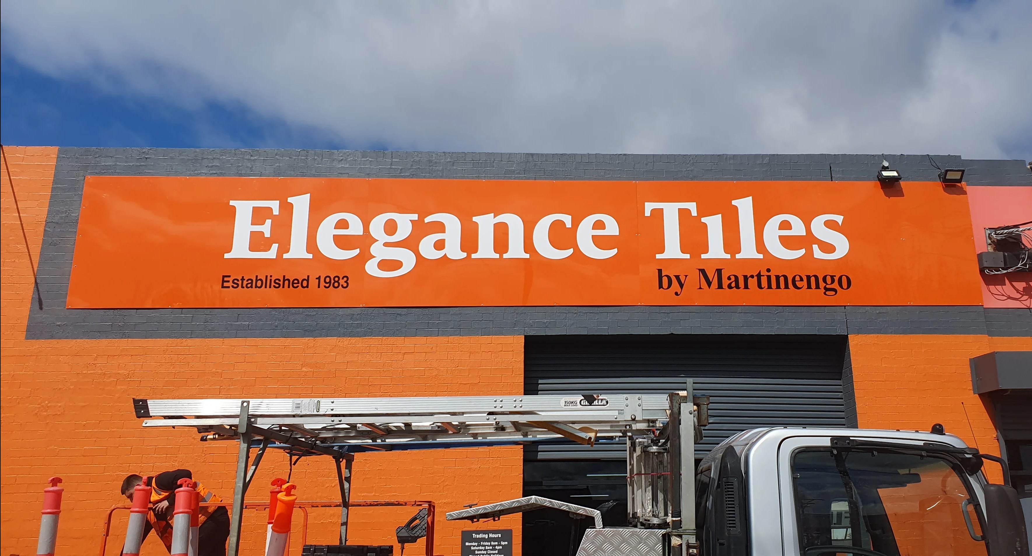 Exterior Building Signage - Elegance Tiles.
