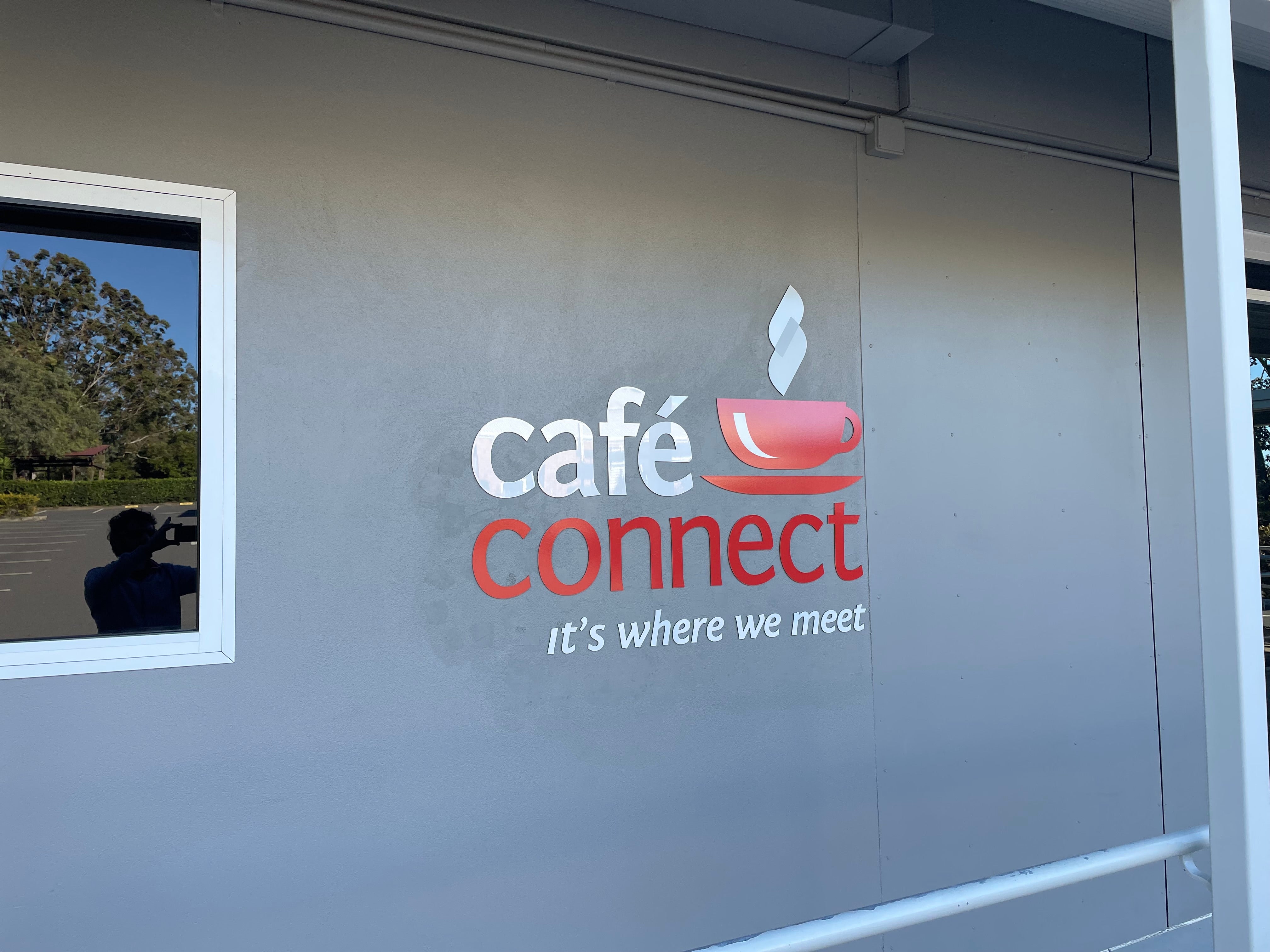 Router cut individual lettering and logos.
