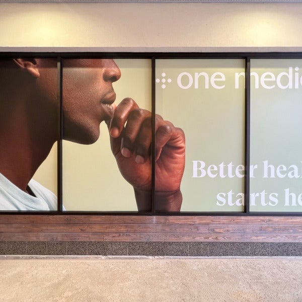 Construction Site Windows Covered for Privacy and Branding