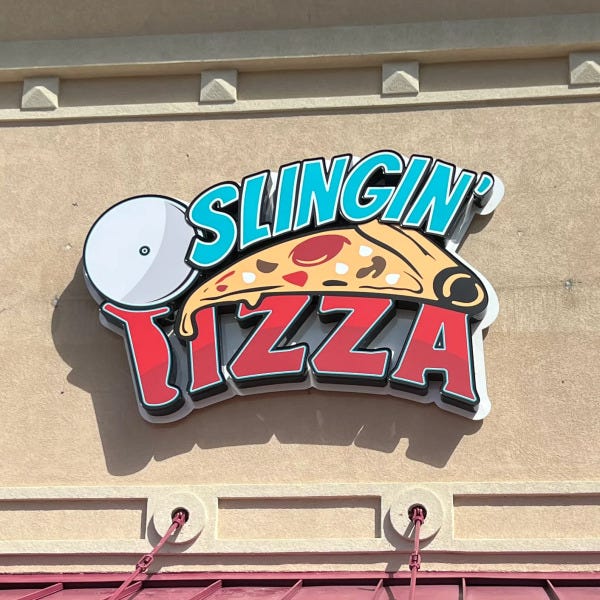 44575-Slingin Pizza-LED Channel Letters on Backplate