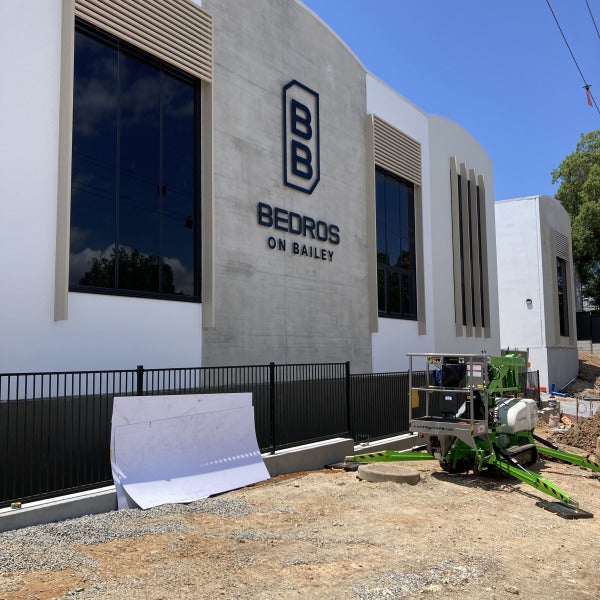 Commercial warehouse complex metal signs
