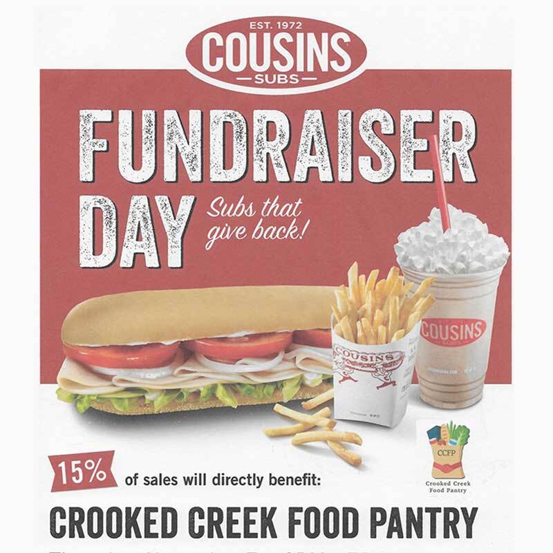 Cousins Subs Teams Up with Crooked Creek Food Pantry for Heartwarming Food Drive in Indianapolis Cousins Subs Teams Up with Crooked Creek Food Pantry for Heartwarming Food Drive in Indianapolis