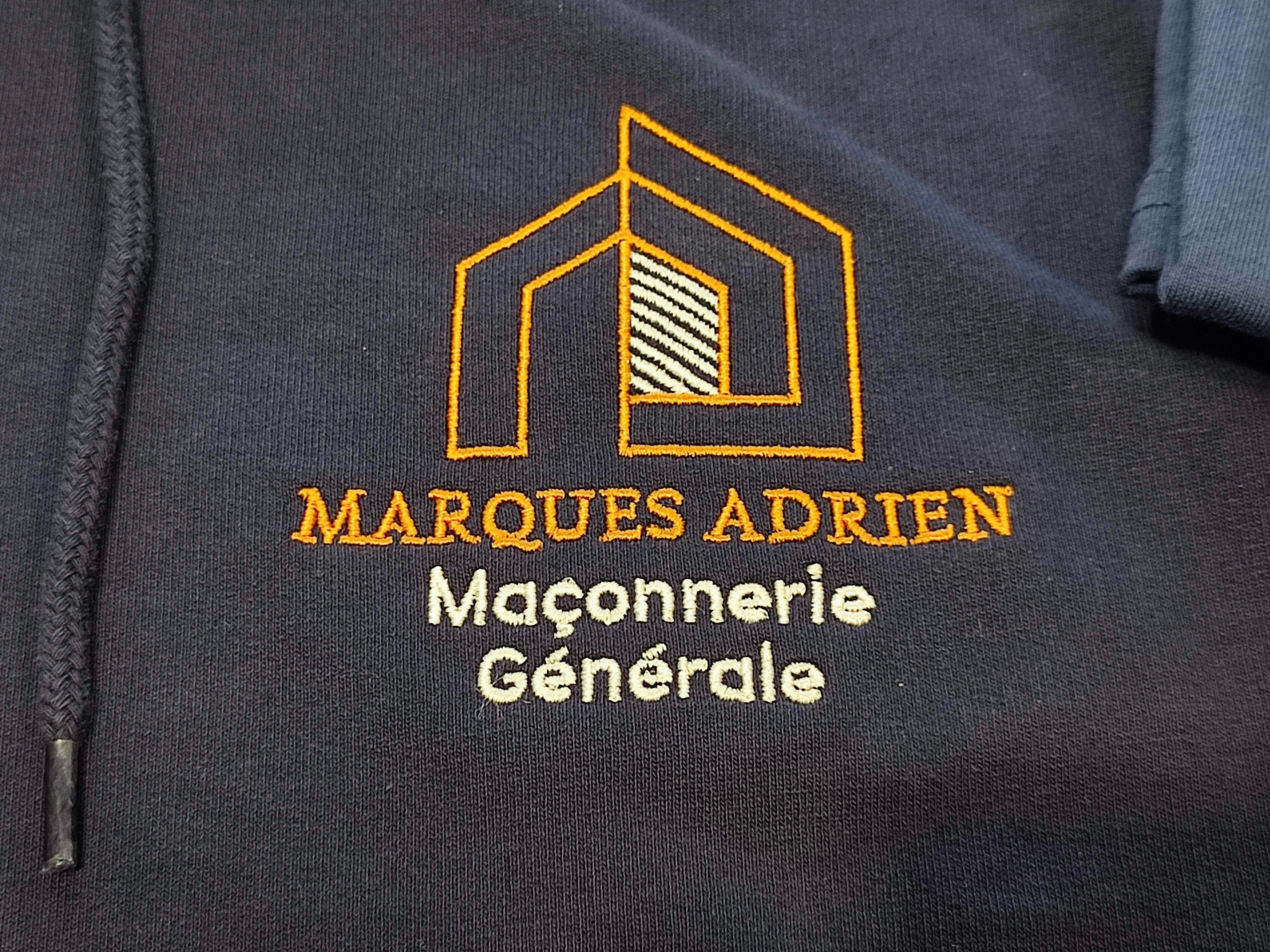 Création de textiles personnalisés pour l'entreprise de maçonnerie Marques Adrien
