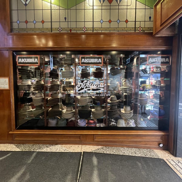 Window graphics in the heart of Brisbane city for Akubra hats.