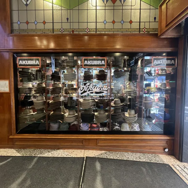Window graphics in the heart of Brisbane city for Akubra hats.