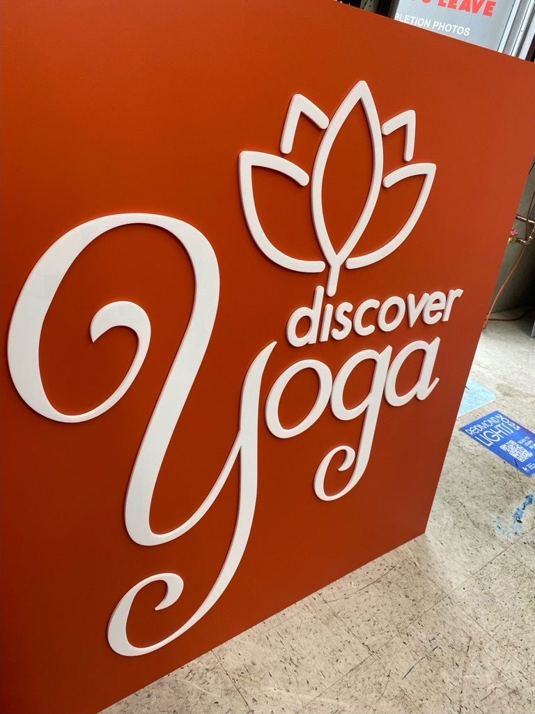 Custom Storefront Sign - Dimensional Logo - Discover Yoga, Redmond, WA