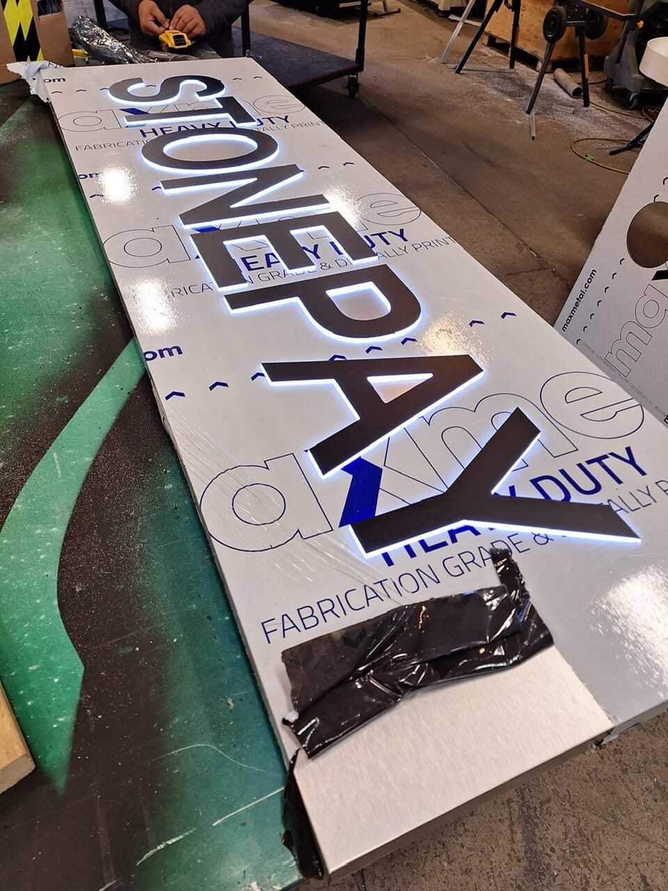 Illuminated Push Through Letters with Backerboard
