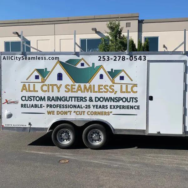 Trailer, Graphics, Logo, Advertising, Gutters, Downspouts, Lacey, WA, Thurston County