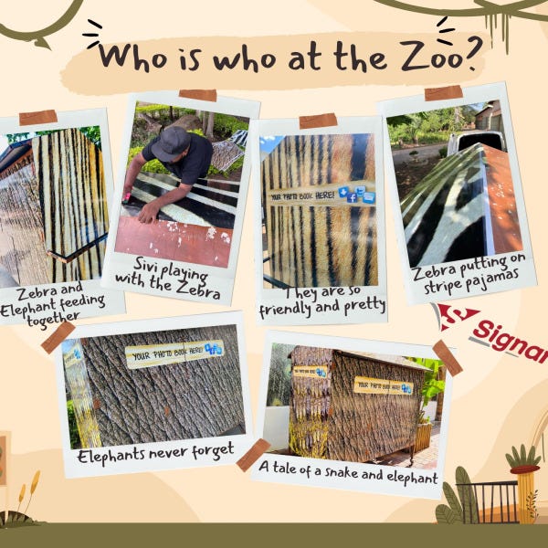 Brown Green Illustrated Holiday At The Zoo Photo Collage