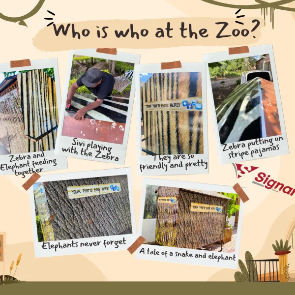Brown Green Illustrated Holiday At The Zoo Photo Collage