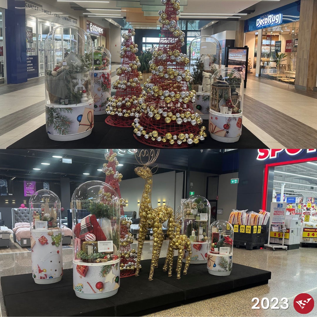 Custom Christmas Wraps | Shopping Centre Merchandising Pod