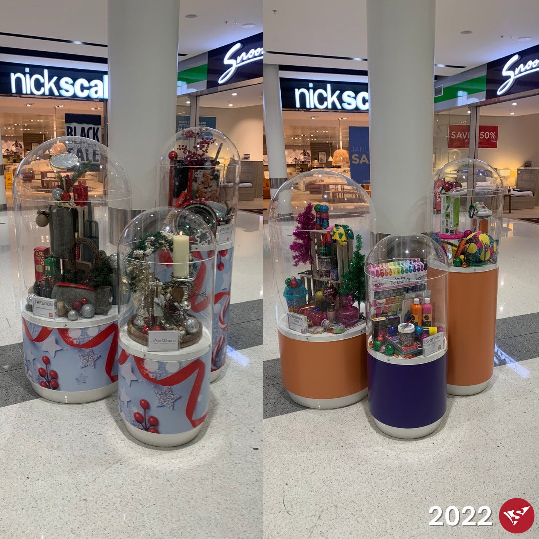 Custom Christmas Wraps | Shopping Centre Merchandising Pod