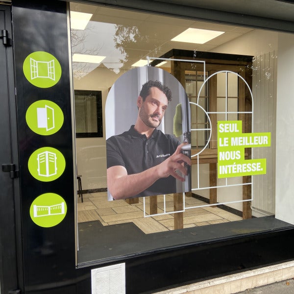 Enseigne et Adhésif vitrine Art&Fenêtres Brunoy