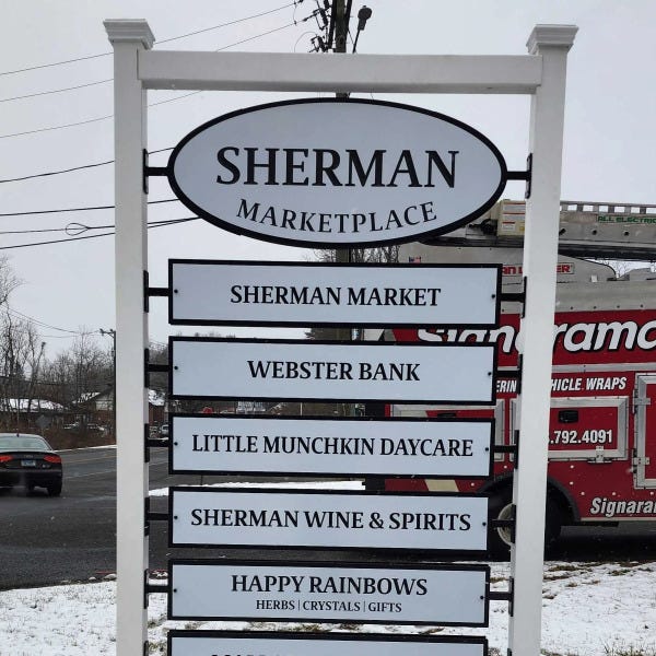 Carved Sherman Marketplace Post & Panel Sign