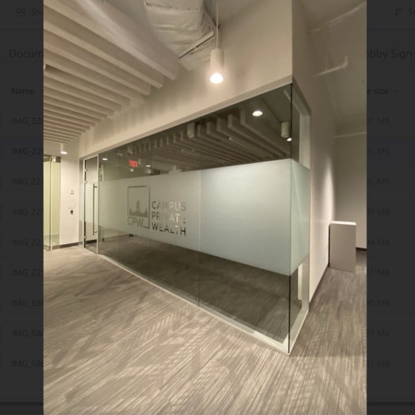 Custom Window Frosting Elevates Campus Wealth Management’s Office in Tysons Corner