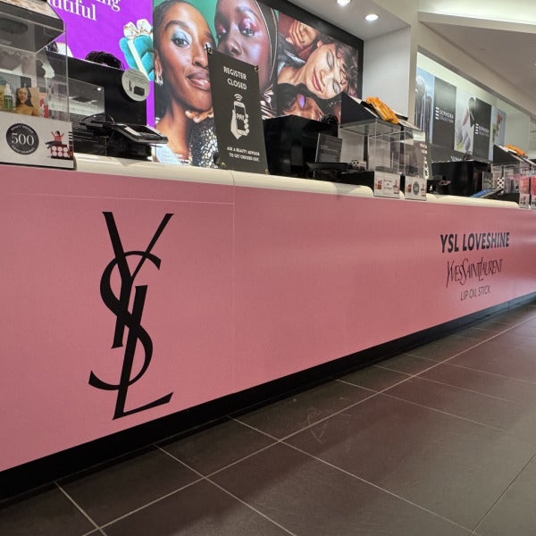 Custom Window Graphics and Cash Register Wrap for Sephora Tysons Corner’s Yves Saint Laurent Event