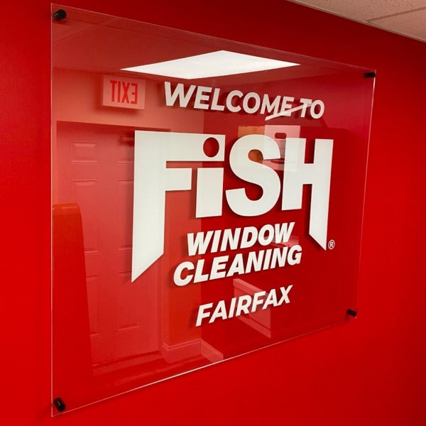 A Clear Welcome: Custom Acrylic Sign for Fish Window Cleaning in Fairfax