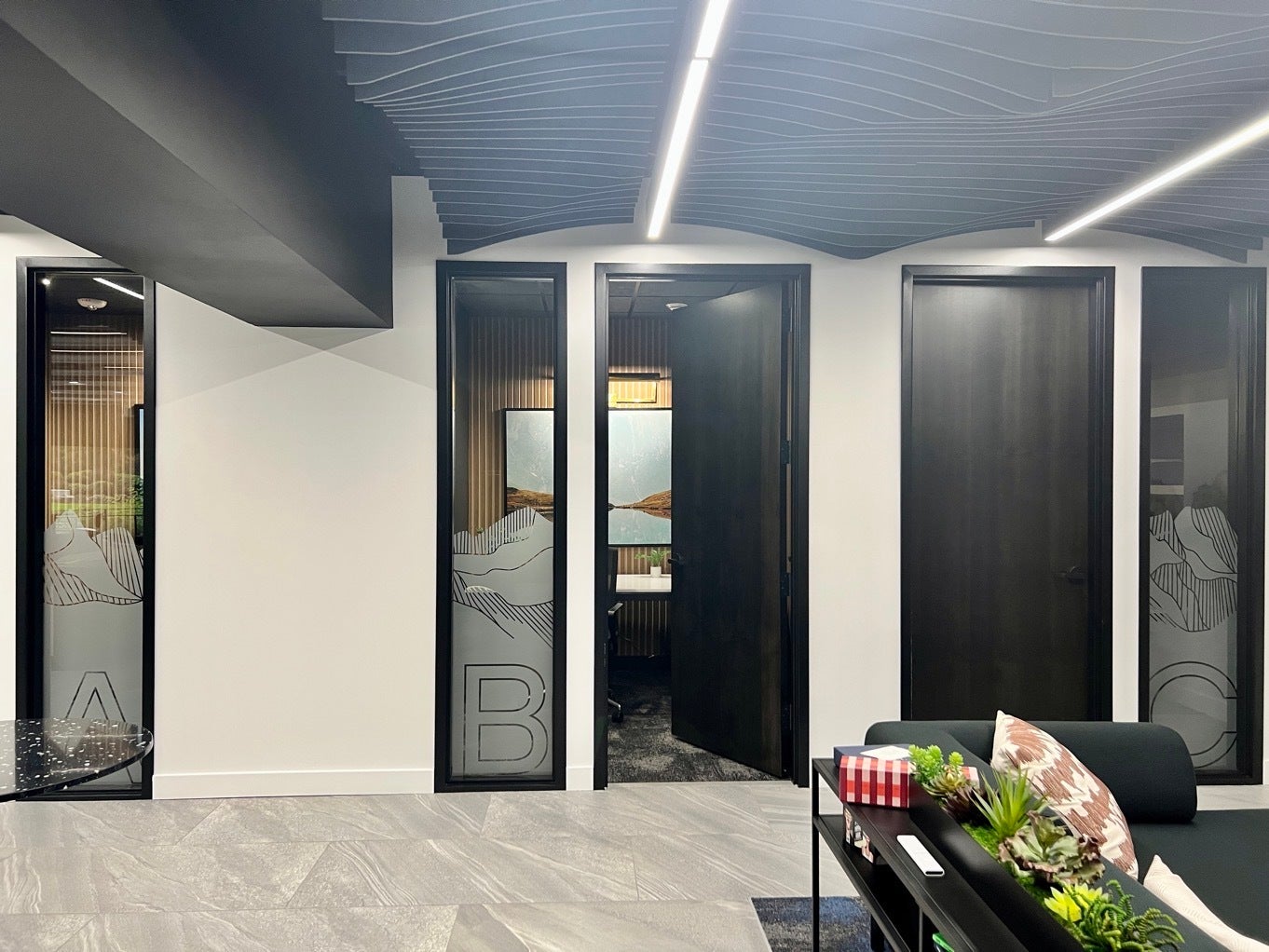 Enhancing Workspace with Frosted Privacy Graphics - KORE Bellevue Technology Center, Bellevue, WA