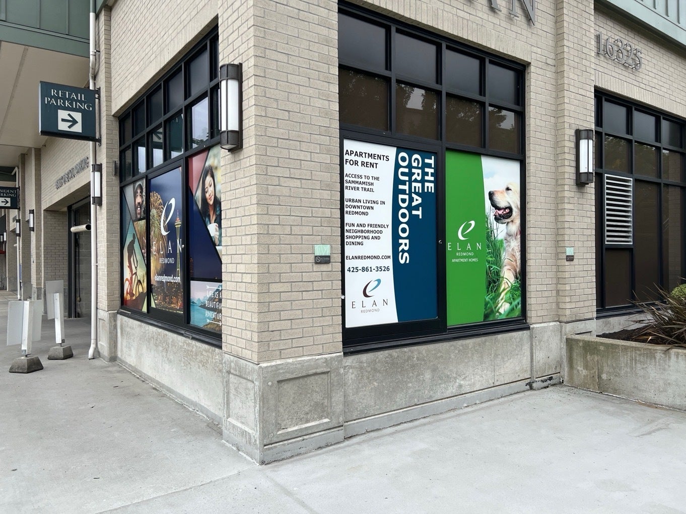 Window Graphica That Grabs Attention “For Lease” Availability - Elan Redmond, Redmond WA