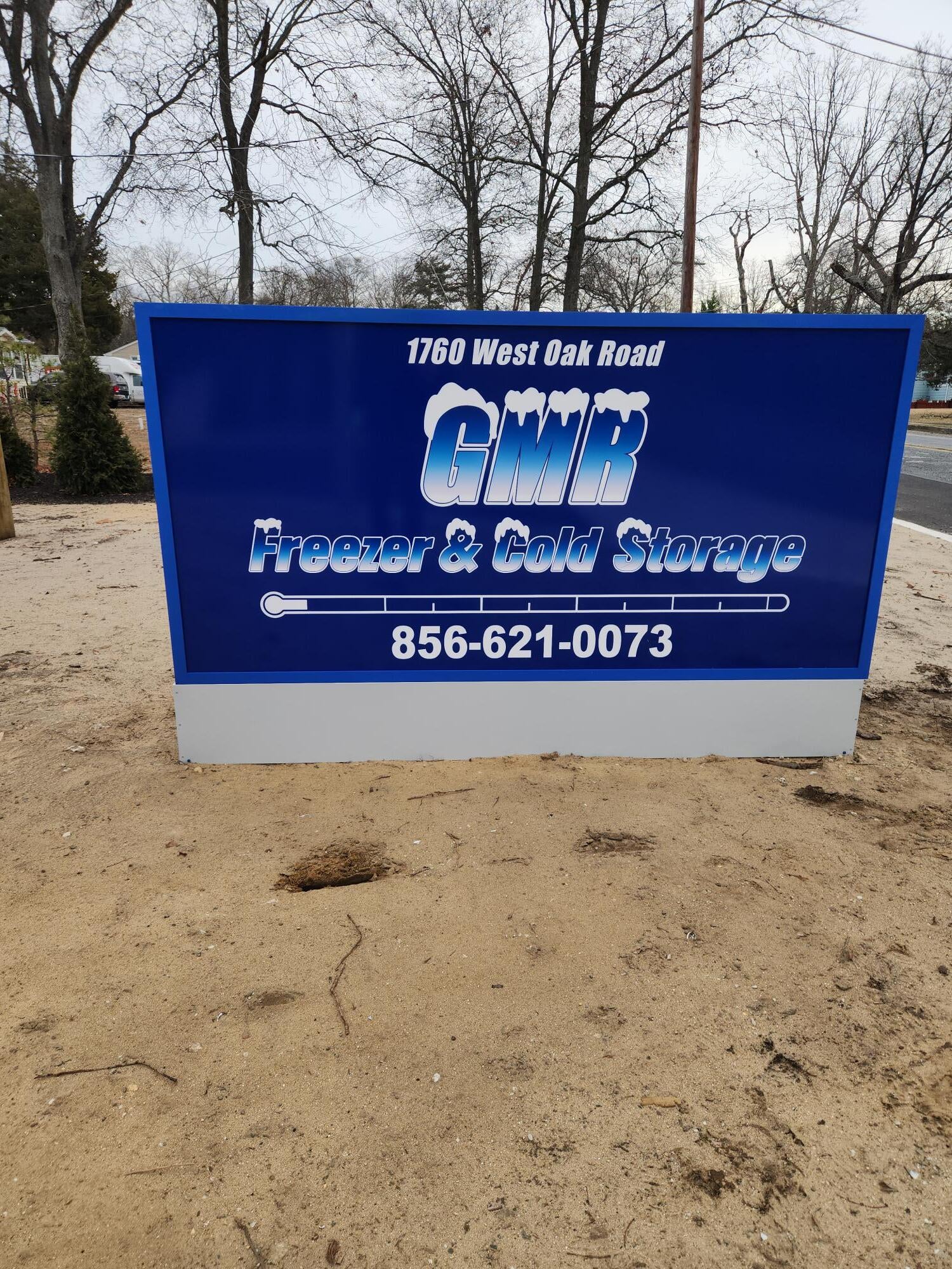 Building and monument signs for GMR Cold Storage in Vineland