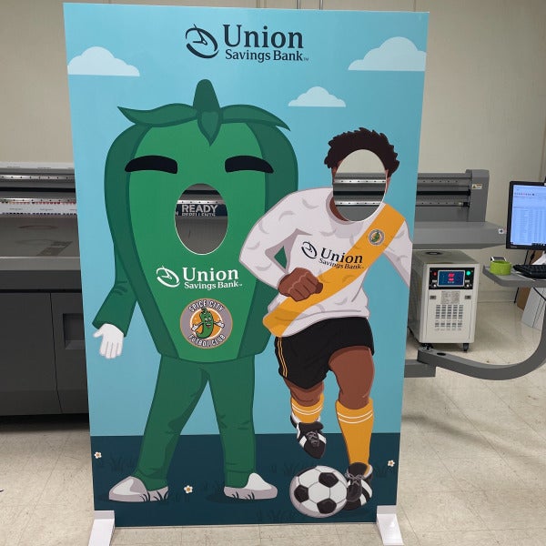 Foamboard Cutout Sign/Photo Backdrop wide format print Union Savings Bank Danbury CT