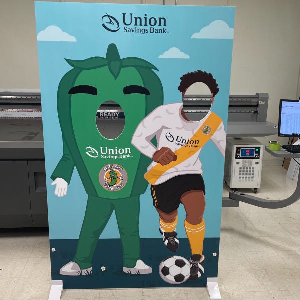 Foamboard Cutout Sign/Photo Backdrop wide format print Union Savings Bank Danbury CT