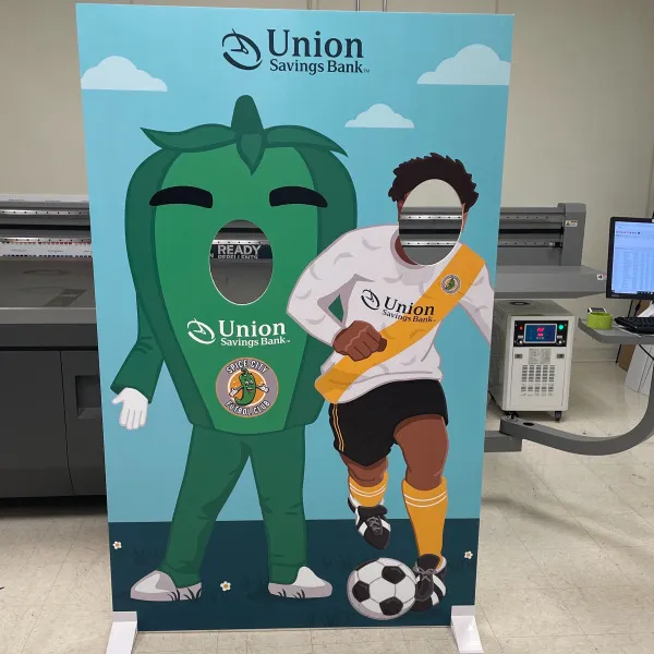 Foamboard Cutout Sign/Photo Backdrop wide format print Union Savings Bank Danbury CT