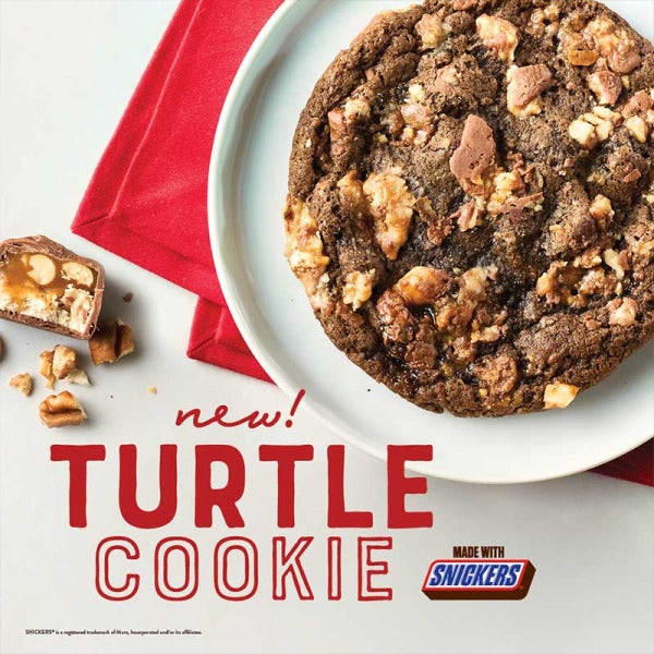 Indulge in the Mouth-Watering Combo of Turtle Cookie and Ice Cream Made with SNICKERS from Great American Cookies and Marble Slab Creamery Indulge in the Mouth-Watering Combo of Turtle Cookie and Ice Cream Made with SNICKERS from Great American Cookies and Marble Slab Creamery