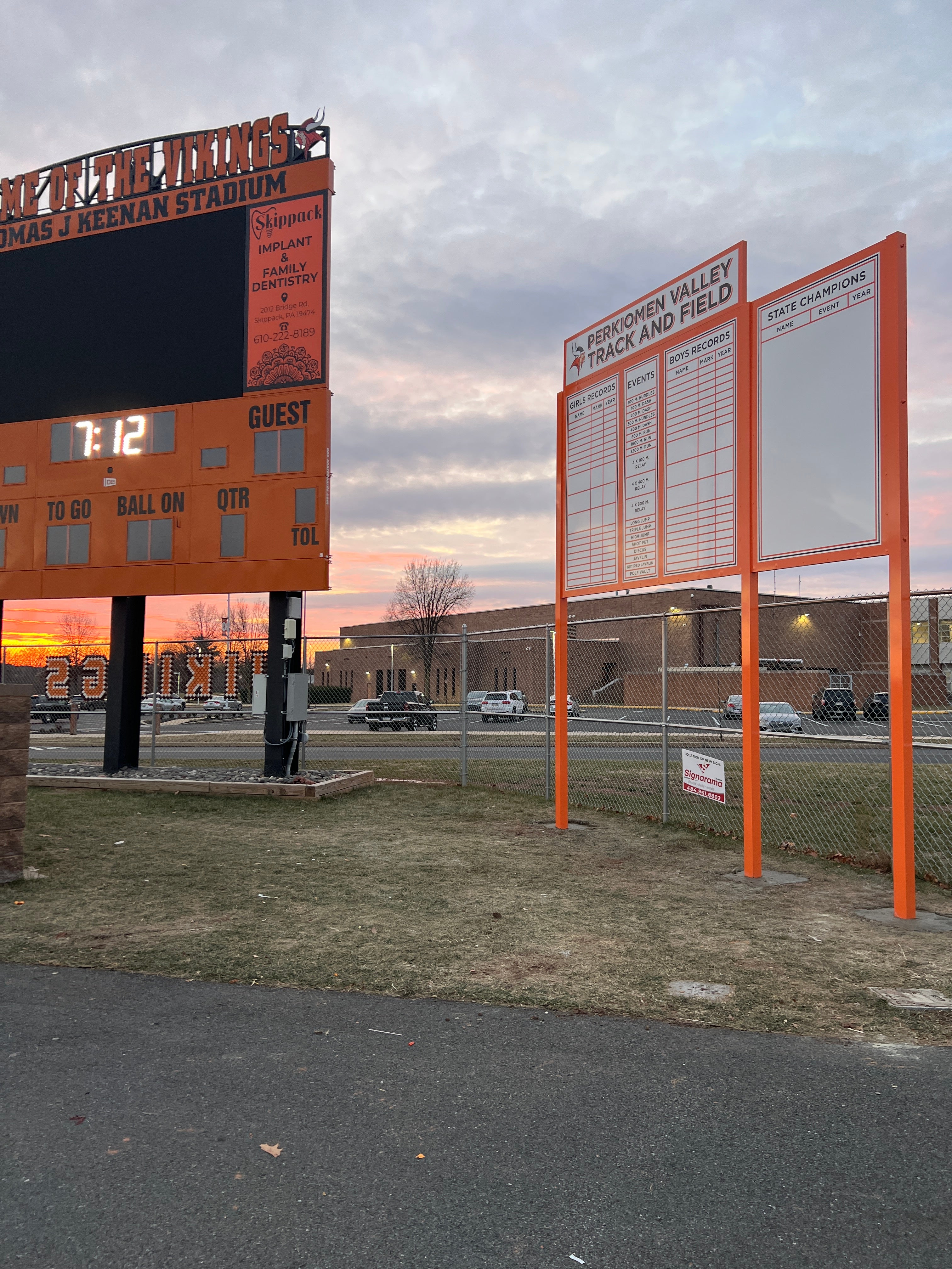 Perkiomen Valley School District Track and Field Sign