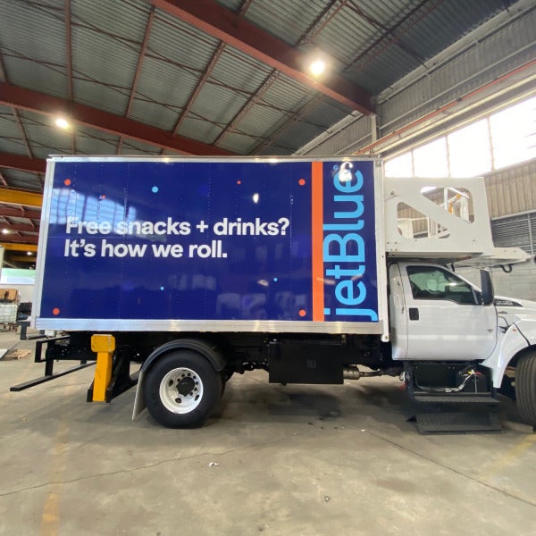 Jet Blue Fleet Gets a Face Lift with Truck Wraps in Coral Springs, FL!