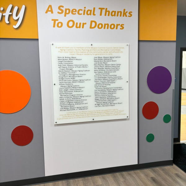 Waupun Community Center Donor Sign and Wall Wrap