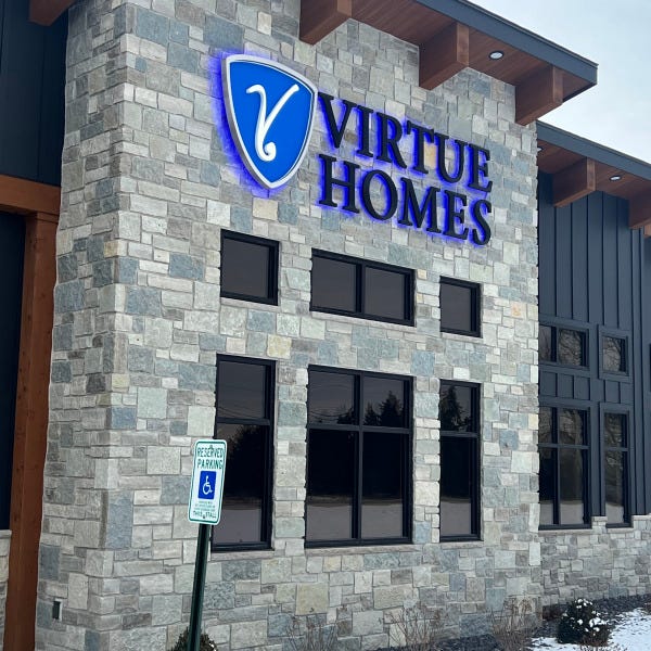 Appleton, WI Virtue Homes Reverse Illuminated Channel Letters